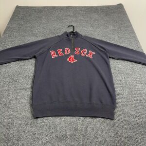 Boston Red Sox Wright & Ditson Quarter Zip Pullover Mens L Navy Cotton Mock Neck